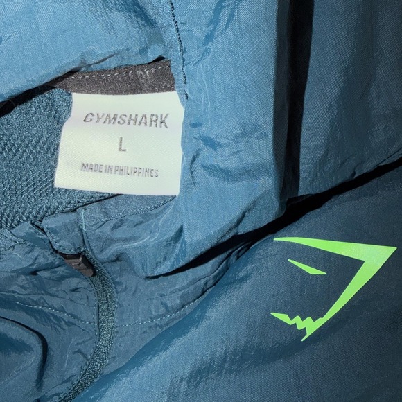 Gymshark Jacket Mens L Blue Hooded Lightweight Windbreaker Running Run Pockets - Picture 3 of 9
